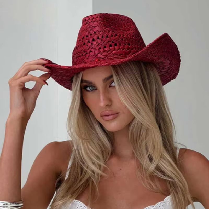 Kovboy şapkası kırmızı el-boya - Cowboy Hat Straw incelemesi ve fiyatı